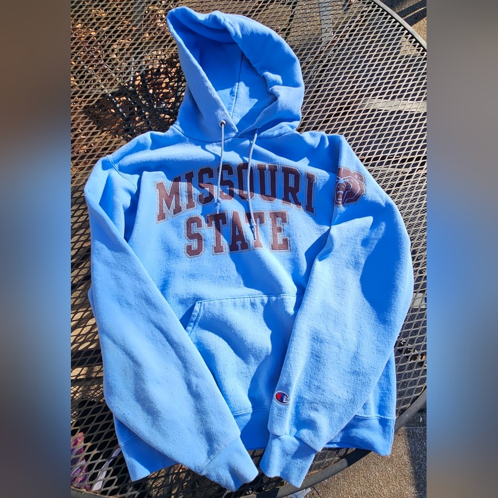 Missouri State University Bears Champion Hoodie Womens Small Light Blue
